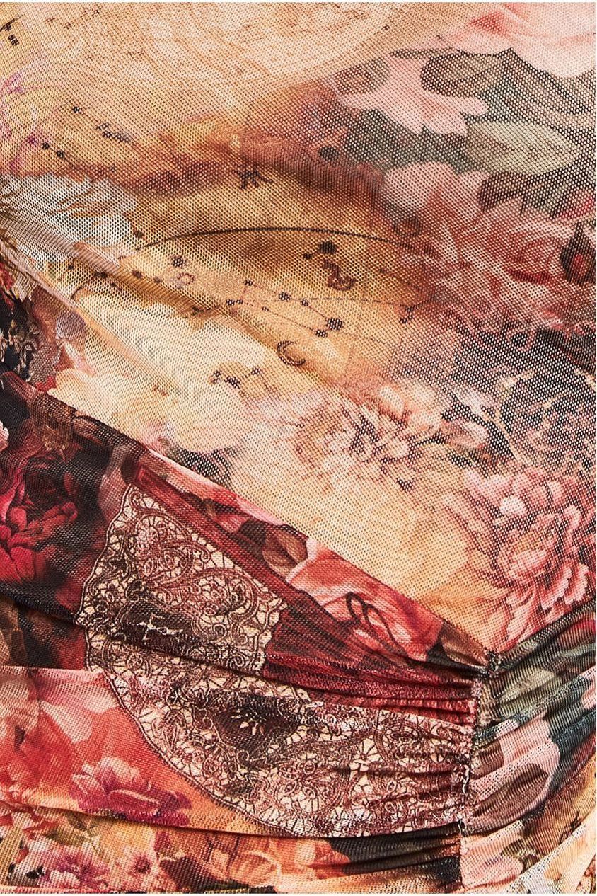 Printed Sheer Leggings - Orange TR385