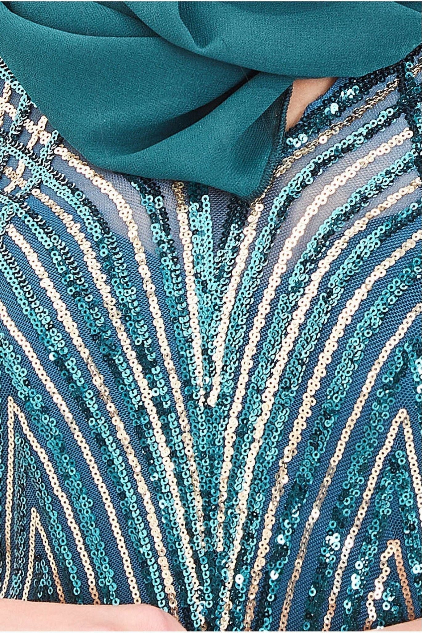 Modesty Two Toned Sequin Maxi - Emerald Green DR3494MOD