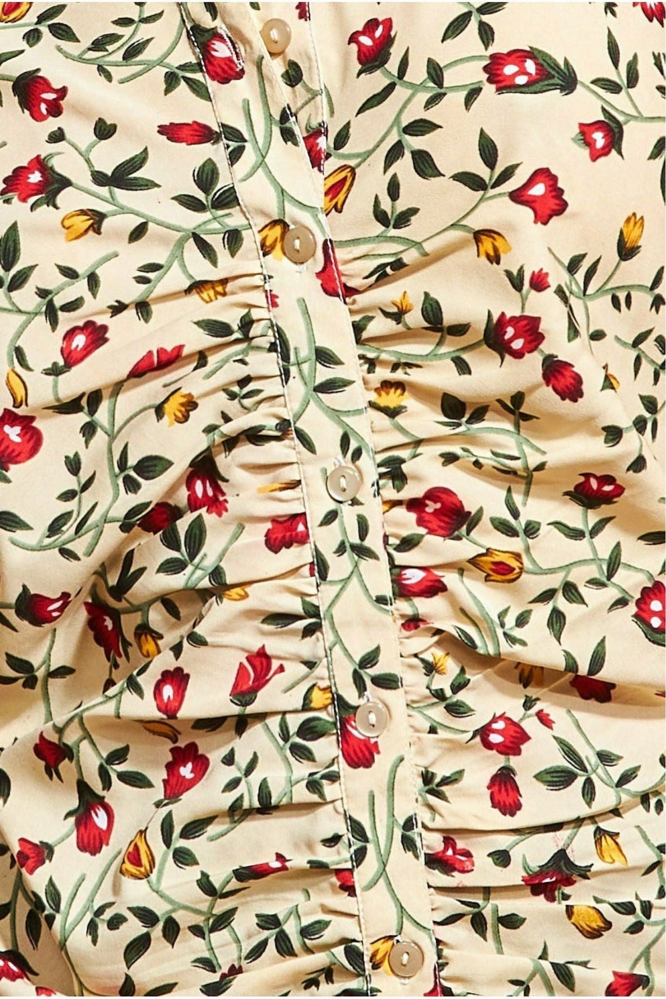Floral Print Shirt - Beige T186