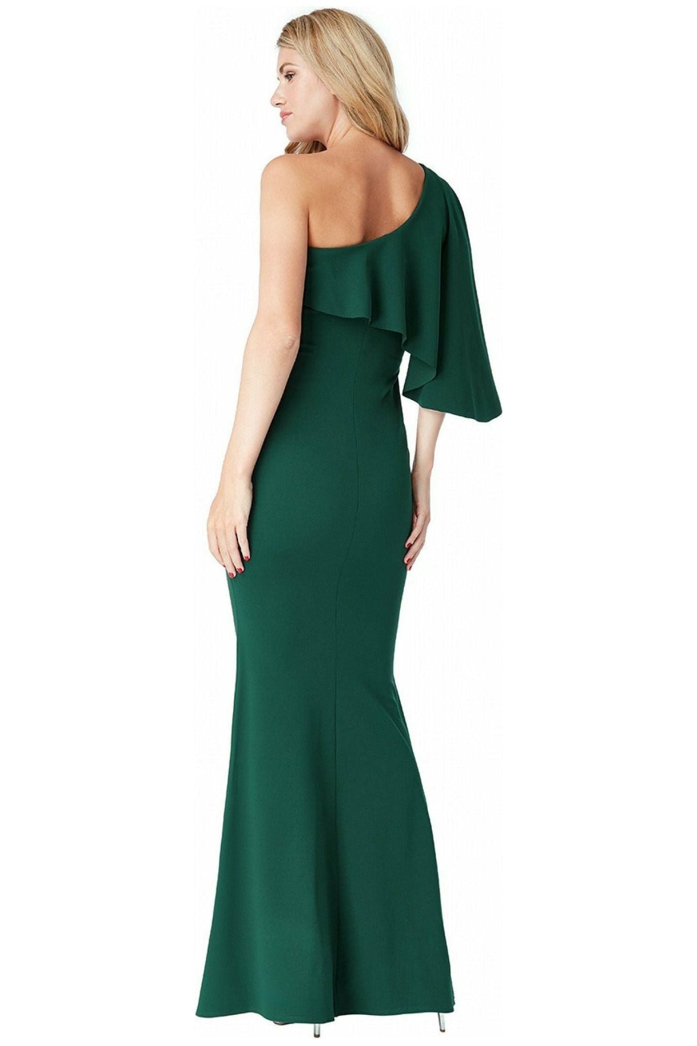 Off The Shoulder Flair Maxi Dress - Emerald DR1793