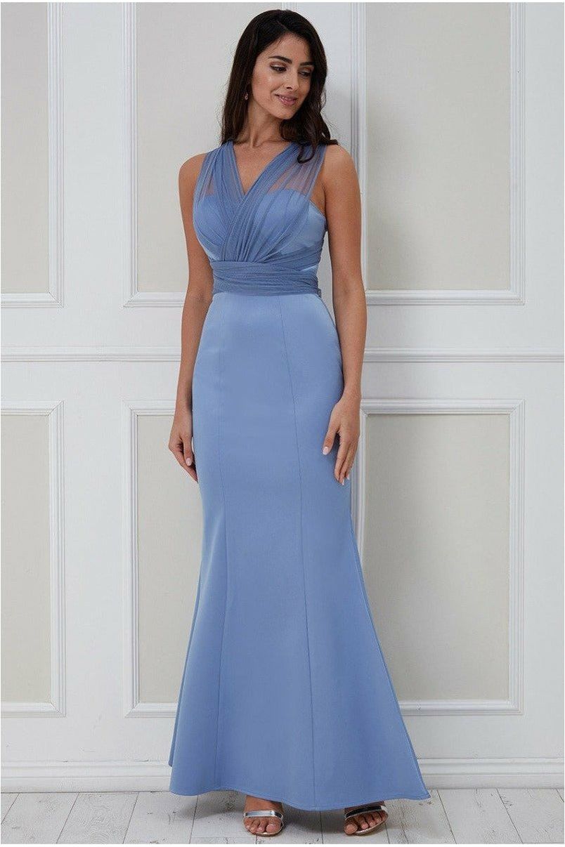 Goddiva Boobtube Multi-tie Maxi Dress - Cornflower DR2477