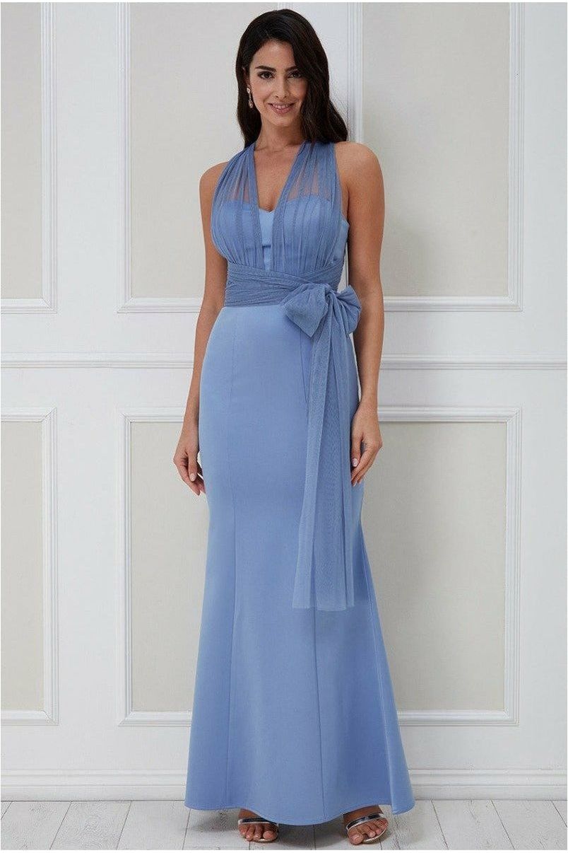 Goddiva Boobtube Multi-tie Maxi Dress - Cornflower DR2477