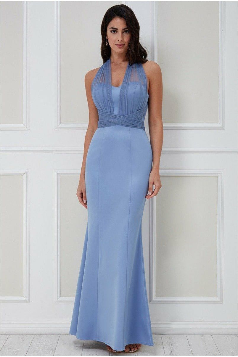 Goddiva Boobtube Multi-tie Maxi Dress - Cornflower DR2477