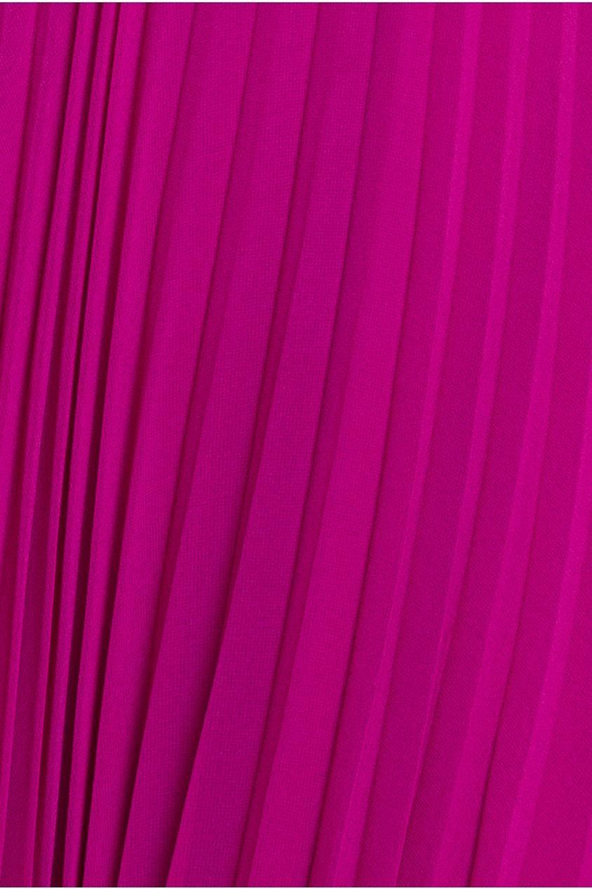 Cowl Neck Pleated A-Line Chiffon Midi Dress - Magenta DR4501