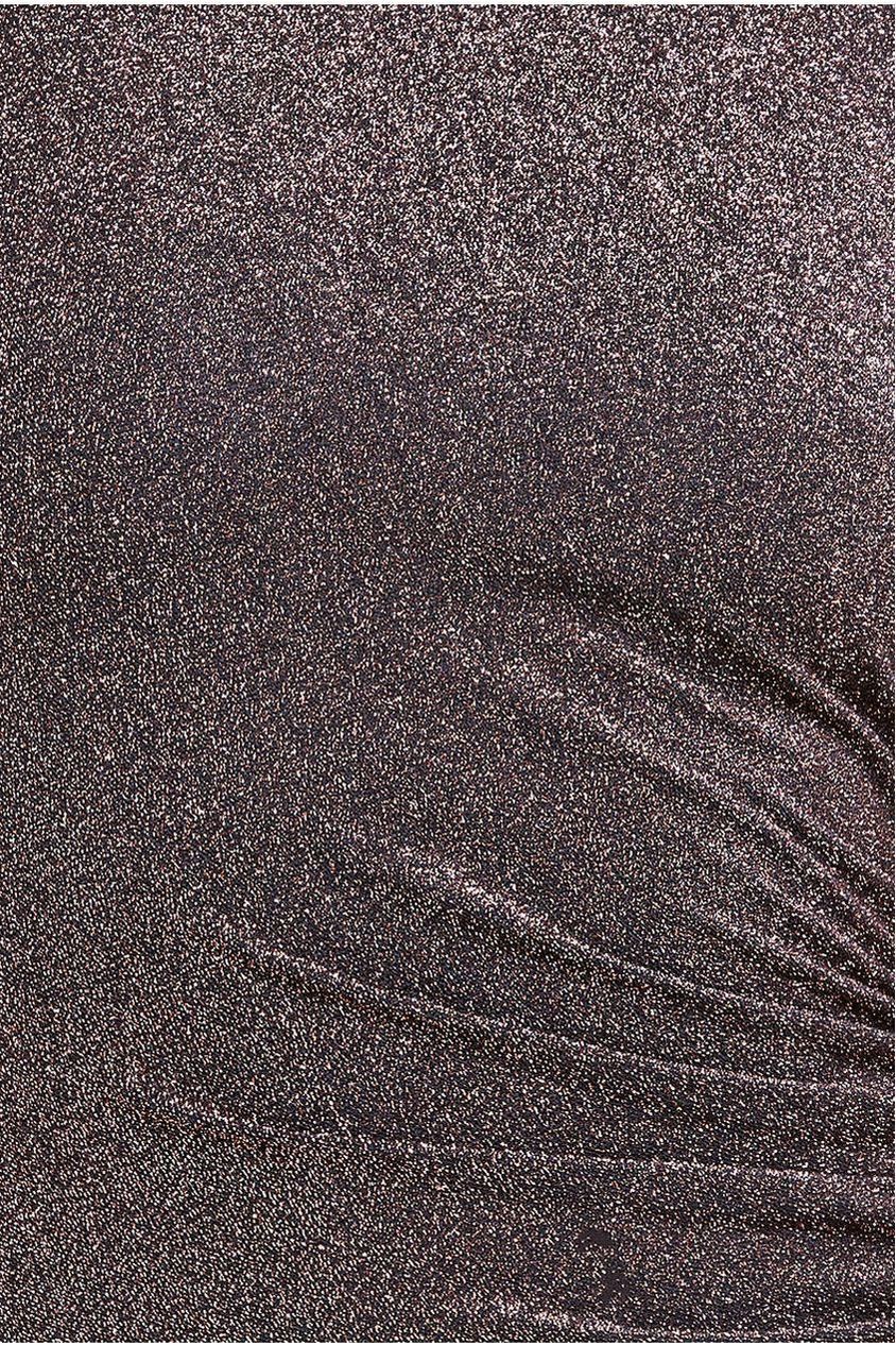 Open Lurex Back One Sleeve Maxi Dress - Bronze DR3633