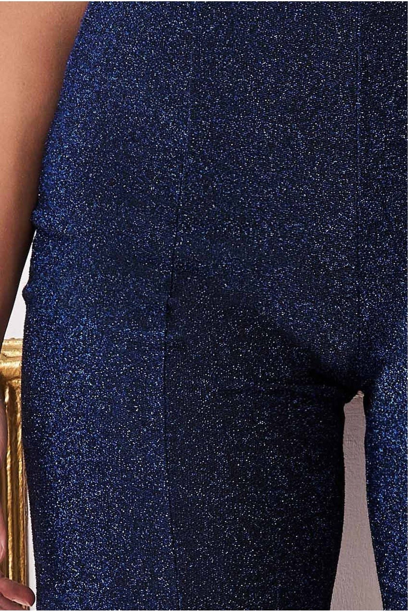 Wide Leg Lurex Trouser - Royal Blue TR358