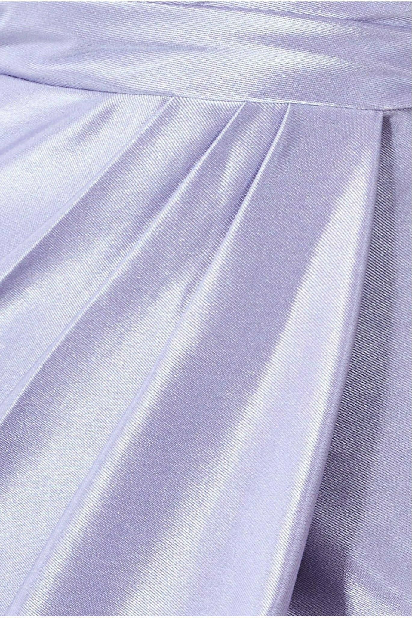 Cowl Neck Bardot Satin Midi Front Split - Lilac DR3587