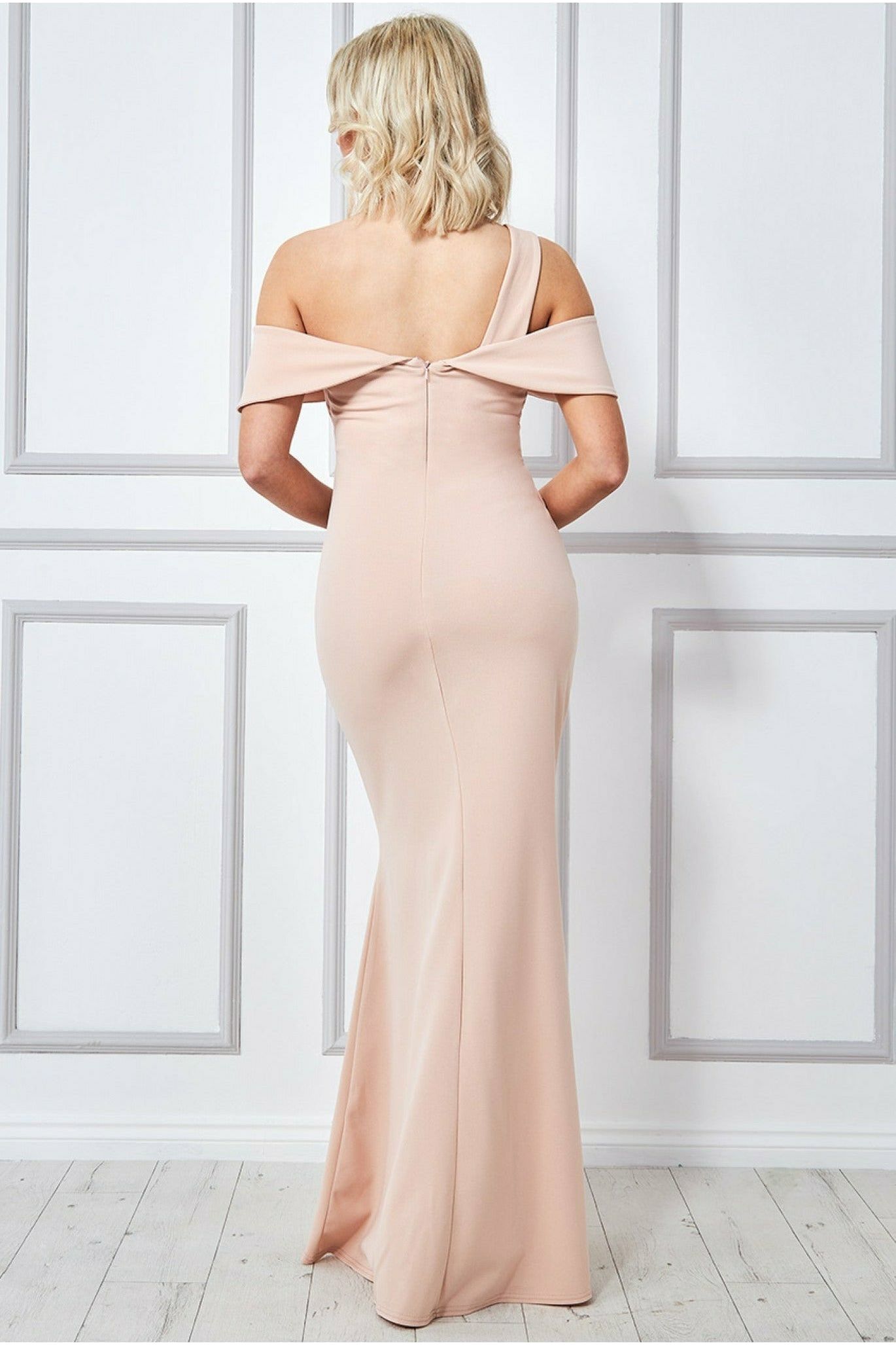 One Shoulder Knot Maxi - Beige DR3368
