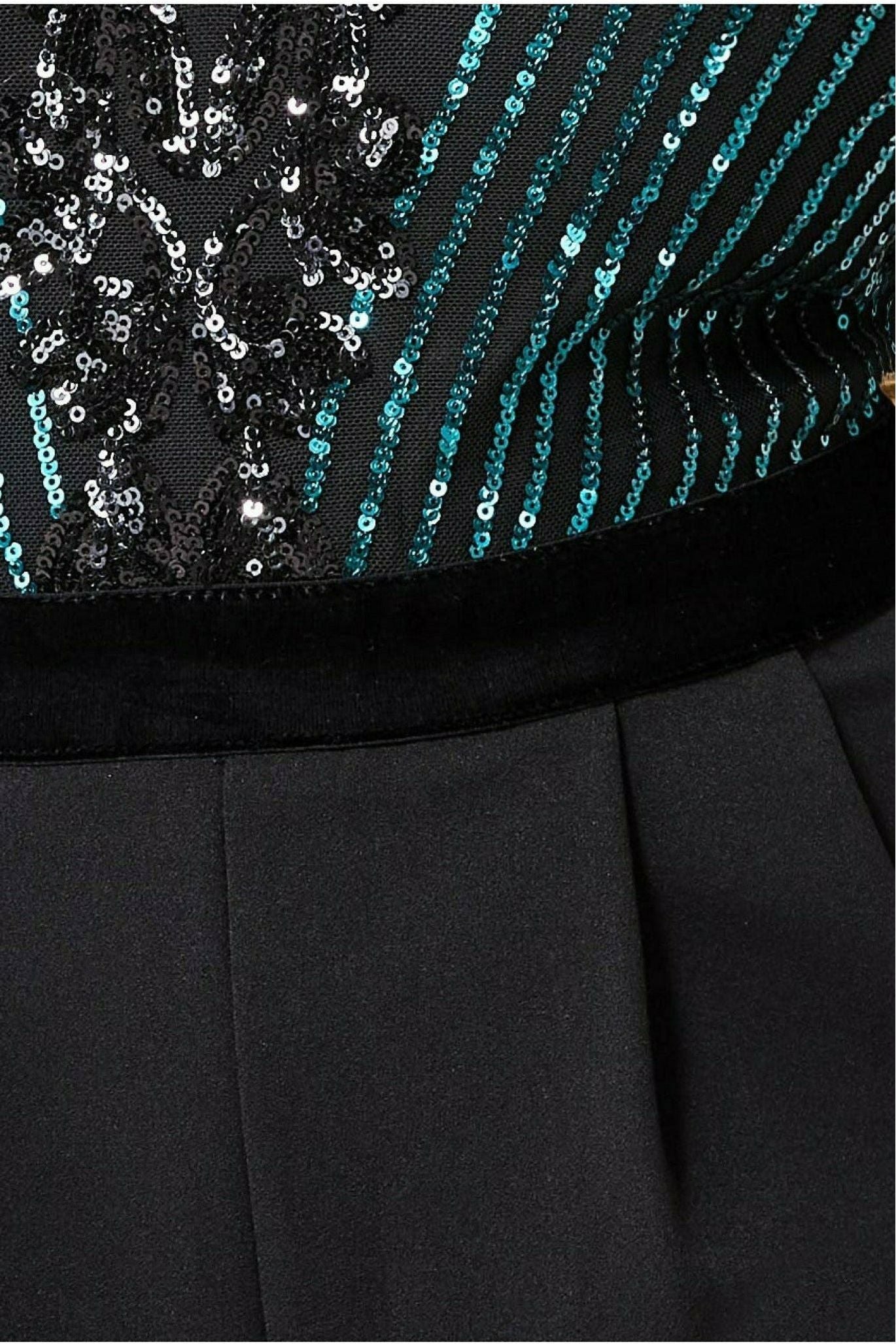 Sequin & Mesh Jumpsuit - Emerald Green TR289