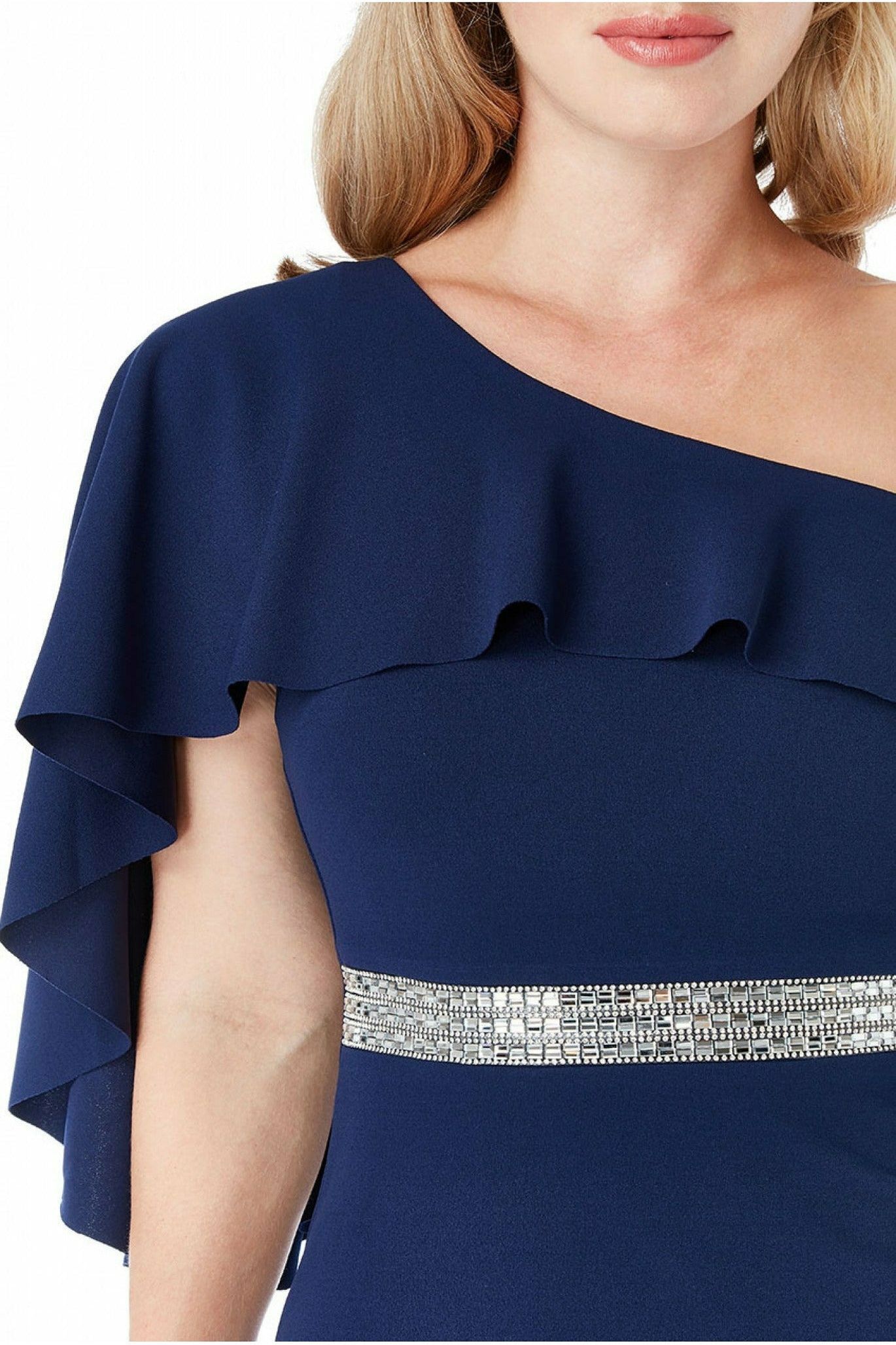 Off The Shoulder Flair Maxi Dress - Navy DR1793