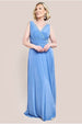 Diamante & Scalloped Lace Neck Maxi Dress - Corn Flower Blue by Goddiva
