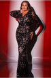 Embroidered Sequin & Mesh Maxi Dress - Black by Goddiva Plus