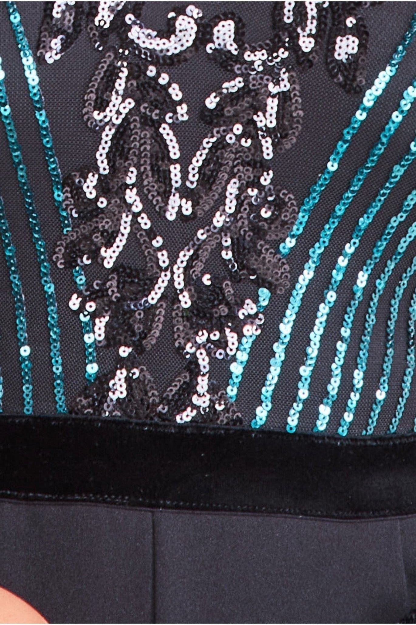 Sequin & Mesh Jumpsuit - Emerald Green TR289P