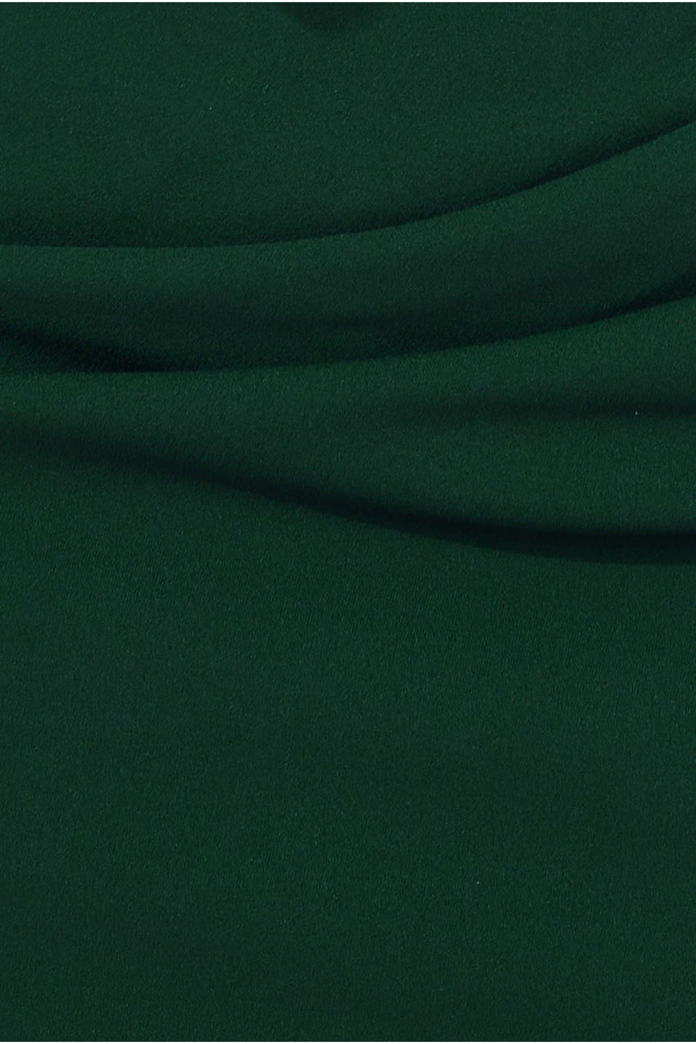 Satin & Scuba Off The Shoulder Midi Dress - Emerald DR3484
