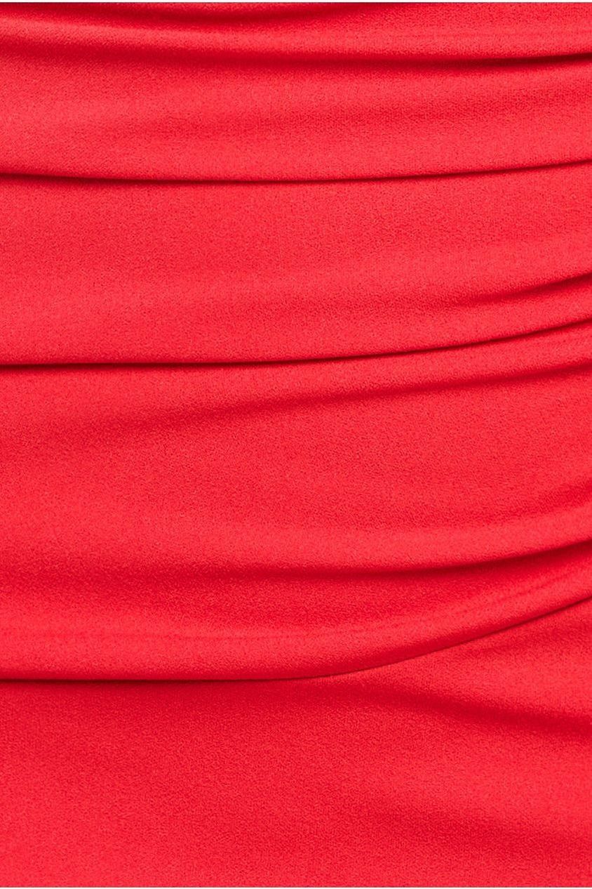 Off The Shoulder Frill Bodice Midi Dress - Red DR4255