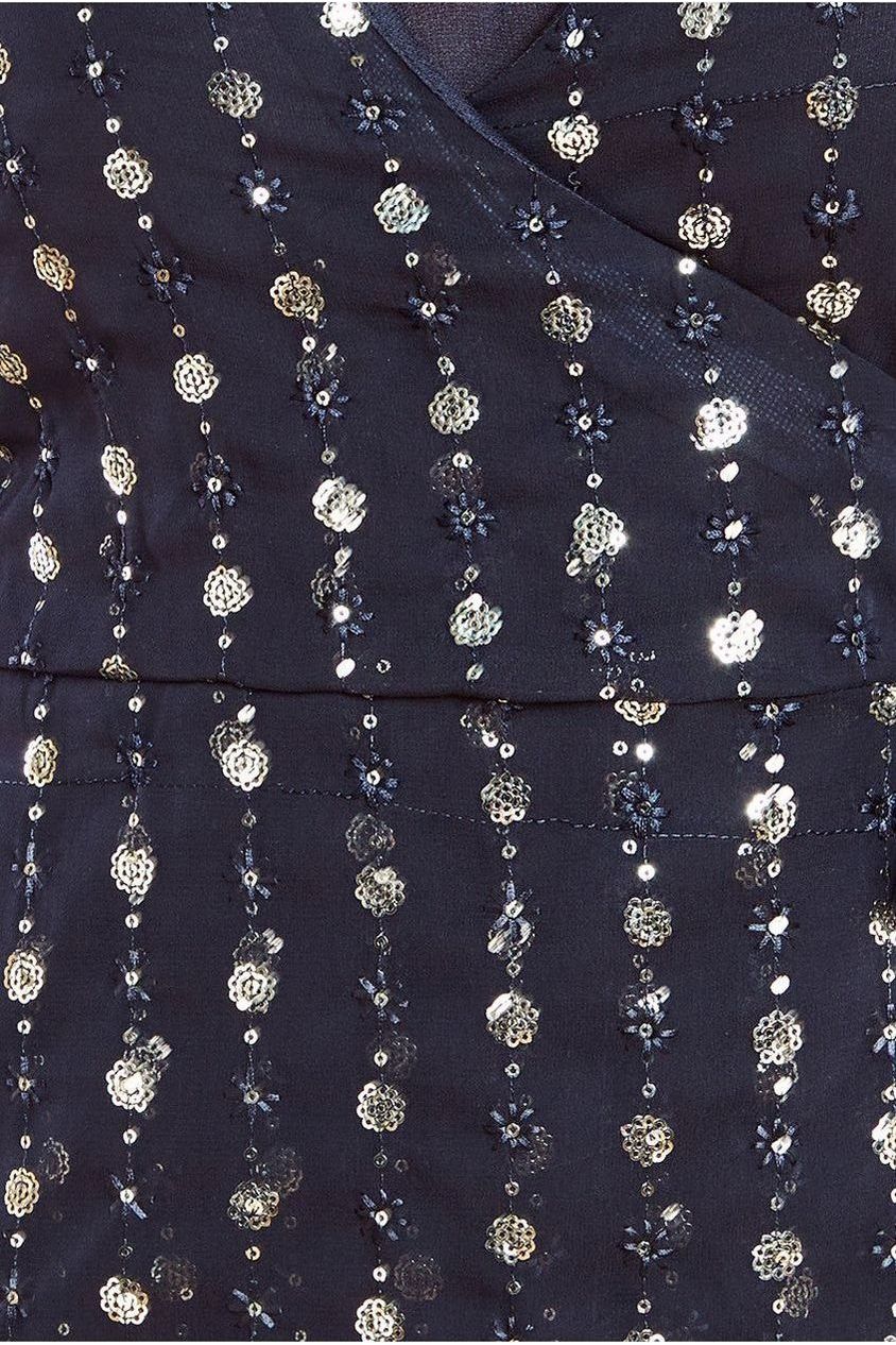 Wrap Sequin Top With Cami - Blackgold T203