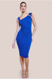 Scuba Crepe Asymmetric Neck Midi Dress - Royal Blue by Goddiva
