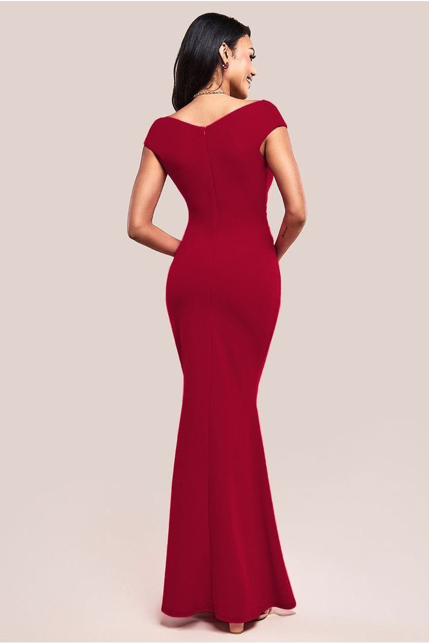 Bardot Pleated Maxi Dress - Wine DR1092