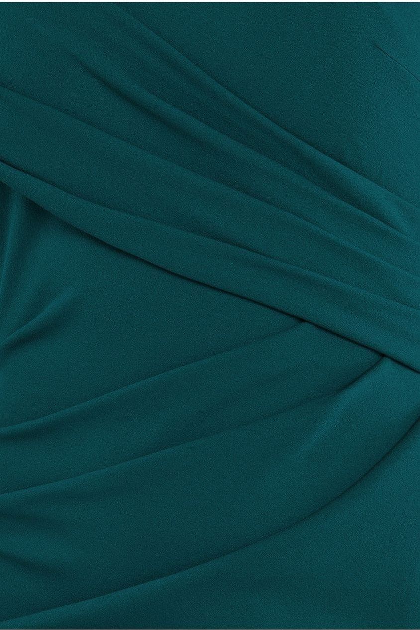 Scuba Crepe  Off The Shoulder Maxi - Emerald Green DR3774