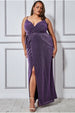 Wrap Style Spaghetti Strap Maxi Split - Purple by Goddiva Plus