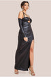 Faux Leather Cut Out Maxi Dress - Black by Goddiva