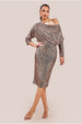 Sequin Cowl Neck Midi Dress - Champagne by Goddiva