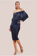 Sequin Cowl Neck Midi Dress - Navy by Goddiva