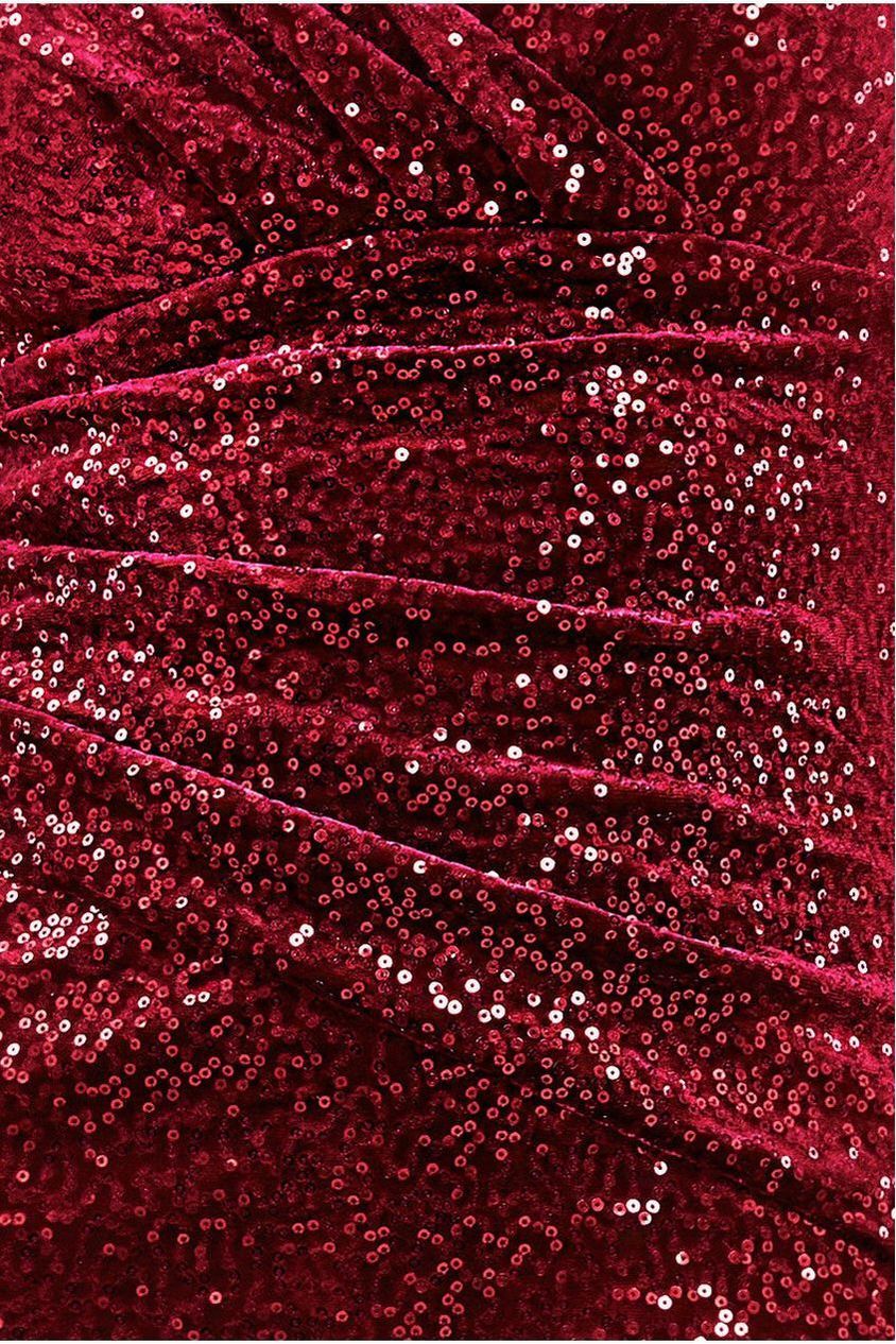 Sequin & Velvet Bardot Midi Dress - Wine DR3720