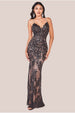 Cross Back Diamante Strap Sequin Maxi - Black by Goddiva