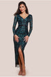 Tassel & Sequin Midaxi With Front Split - Emerald Green by Goddiva