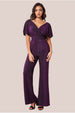 Lurex Wrap Style Jumpsuit - Magenta by Goddiva