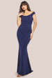 Off The Shoulder Scuba Maxi Dress - Navy by Goddiva