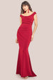 Off The Shoulder Scuba Maxi Dress - Wine by Goddiva