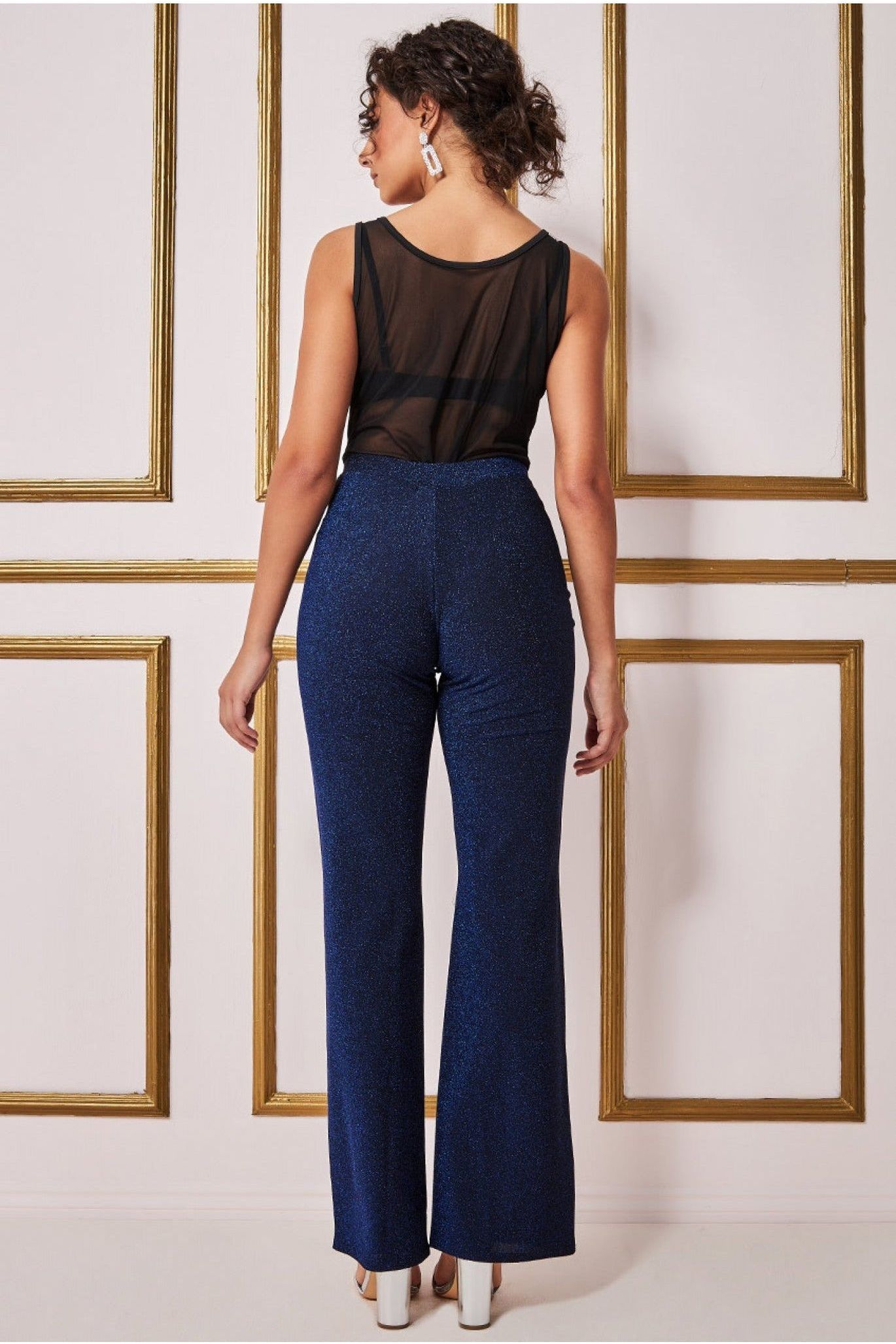 Wide Leg Lurex Trouser - Royal Blue TR358