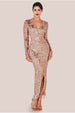 Tassel & Sequin Midaxi With Front Split - Champagne by Goddiva