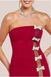 Bow Embellished Strapless Mermaid Maxi Dress - Wine by Goddiva