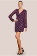 Wrap Over Sequin Mini Dress - Wine by Goddiva