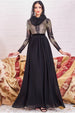 Modesty Sequin Mesh Bodice Maxi Dress - Black by Goddiva