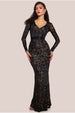 Embroidered Sequin & Mesh Maxi Dress - Black by Goddiva