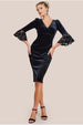 Crochet Velvet Wrap Midi Dress - Black by Goddiva