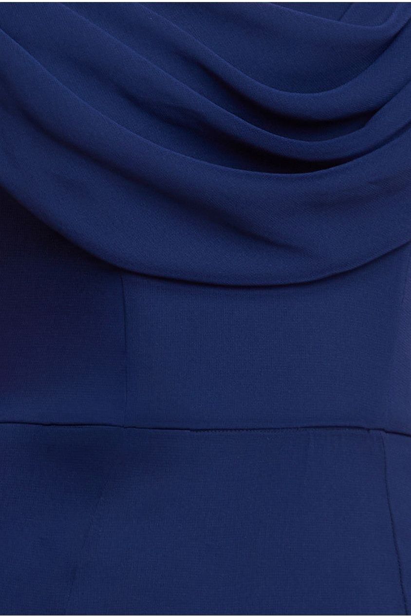 Chiffon Bardot Cowl Neck Maxi Dress - Navy DR2781A