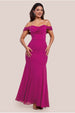 Chiffon Bardot Cowl Neck Maxi Dress - Magenta by Goddiva