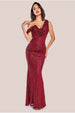 Sequin Cowl One Shoulder Maxi Dress - Wine by Goddiva