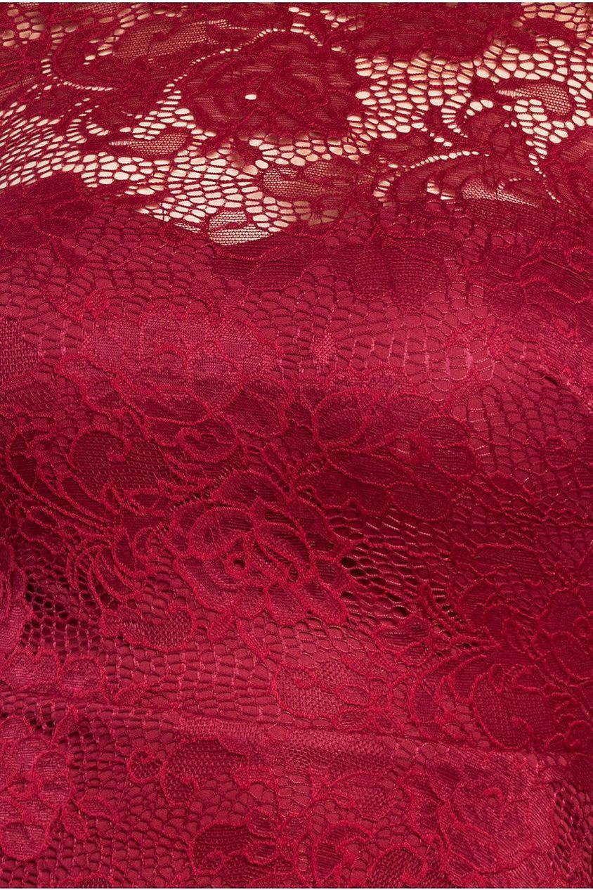 Scalloped Lace A-Line Maxi Dress - Wine DR4496M