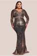 Plus Starburst Sequin Maxi Dress - Rose Gold by Goddiva Plus