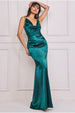 Cowl Neck With Strappy Back Satin Maxi - Emerald by Goddiva
