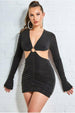 Cut Out Long Sleeve Bodycon Mini - Black by City Goddess