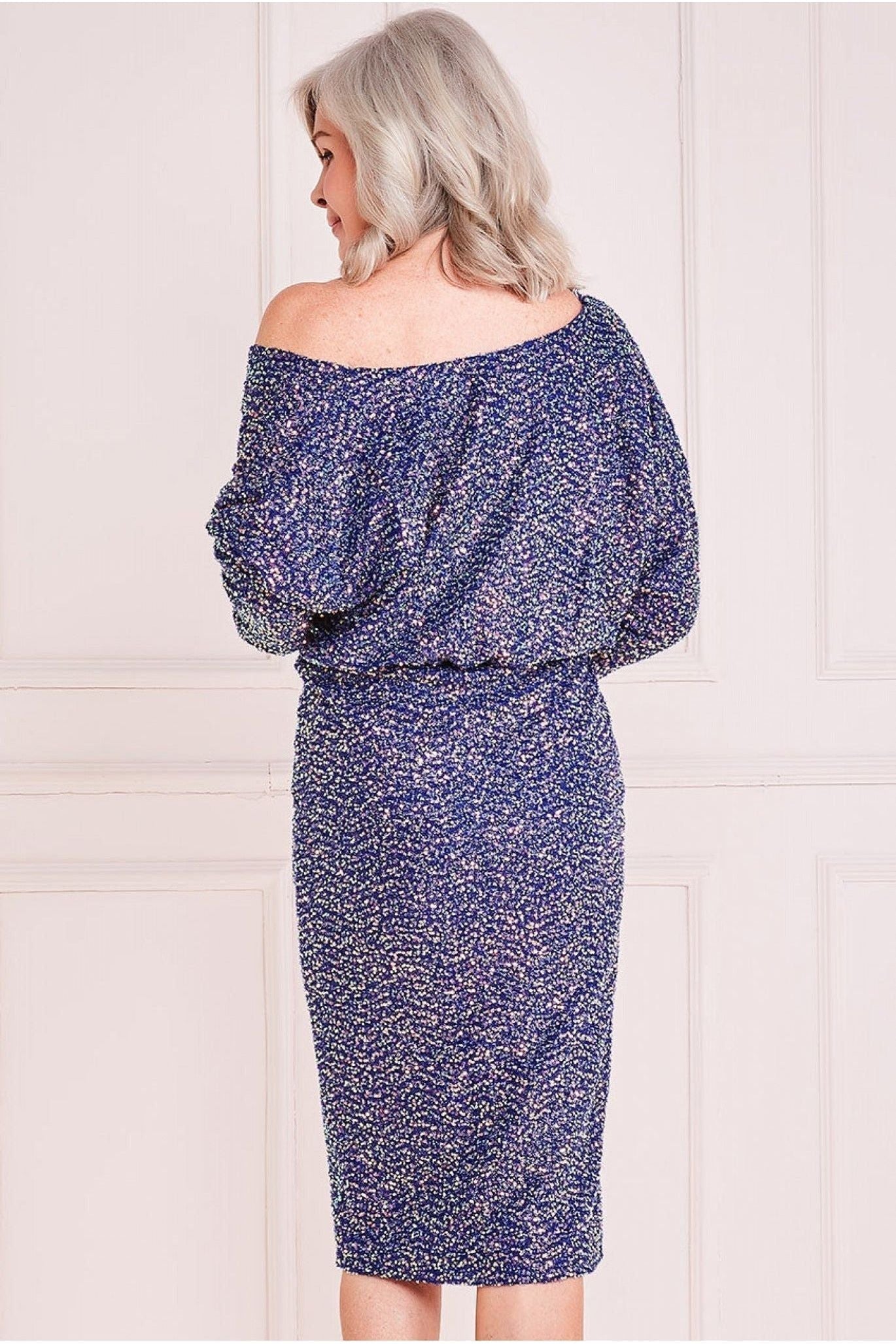 Velvet & Sequin Cowl Midi DR3497M