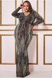 Two Toned V Neck Sequin Maxi - Black by Goddiva Plus