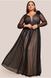 Corsage Dobby Mesh A-Line Maxi Dress - Black by Goddiva Plus